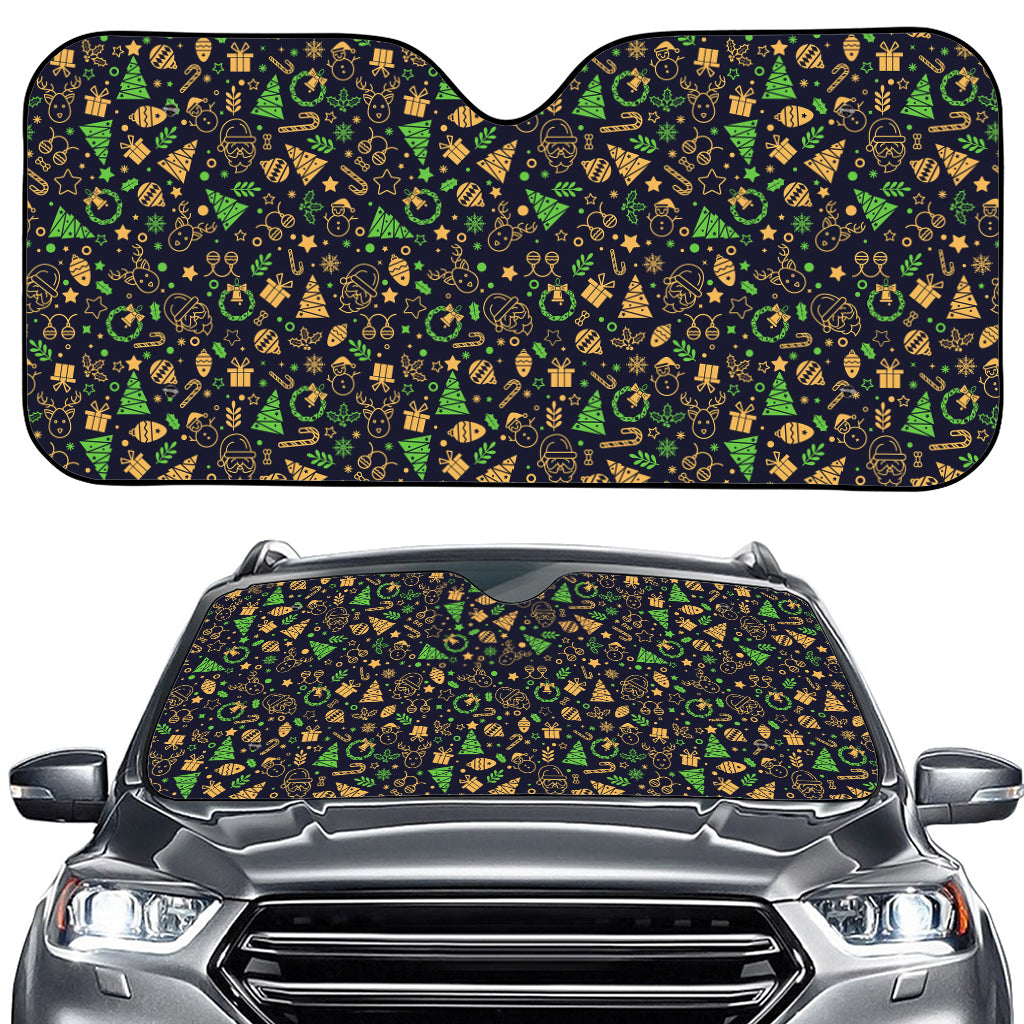 Christmas Party Elements Pattern Print Car Windshield Sun Shade