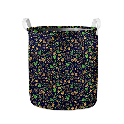 Christmas Party Elements Pattern Print Collapsible Laundry Basket