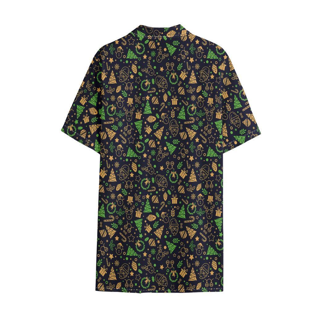 Christmas Party Elements Pattern Print Cotton Hawaiian Shirt