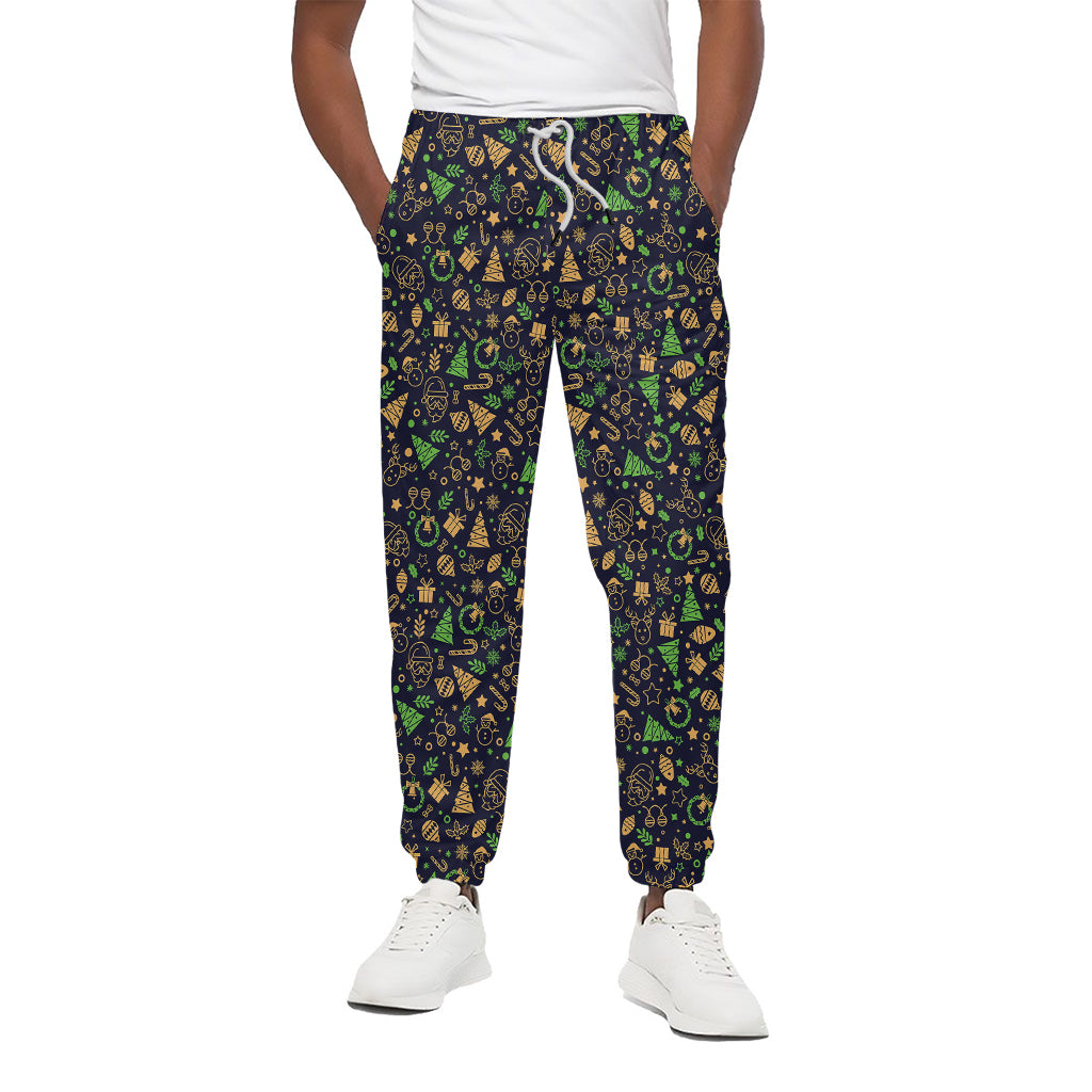 Christmas Party Elements Pattern Print Cotton Pants