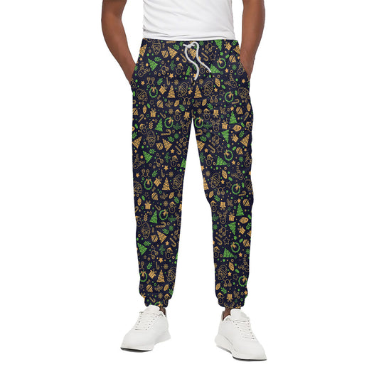 Christmas Party Elements Pattern Print Cotton Pants