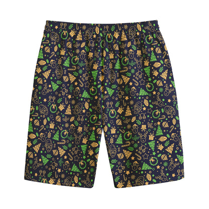 Christmas Party Elements Pattern Print Cotton Shorts