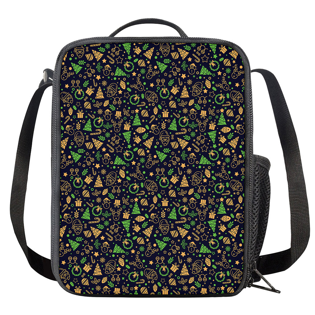 Christmas Party Elements Pattern Print Crossbody Lunch Bag