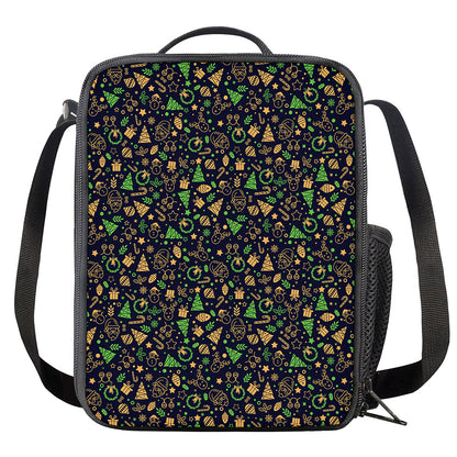 Christmas Party Elements Pattern Print Crossbody Lunch Bag