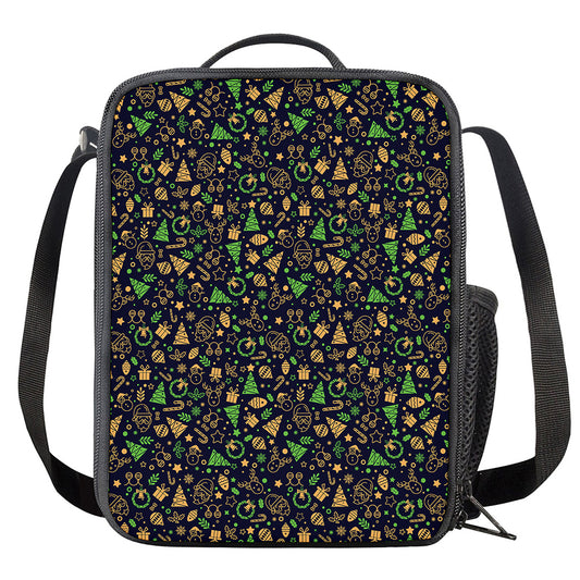Christmas Party Elements Pattern Print Crossbody Lunch Bag