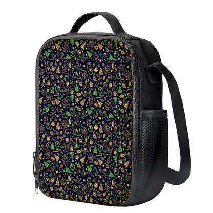 Christmas Party Elements Pattern Print Crossbody Lunch Bag