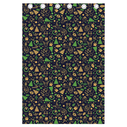 Christmas Party Elements Pattern Print Curtain