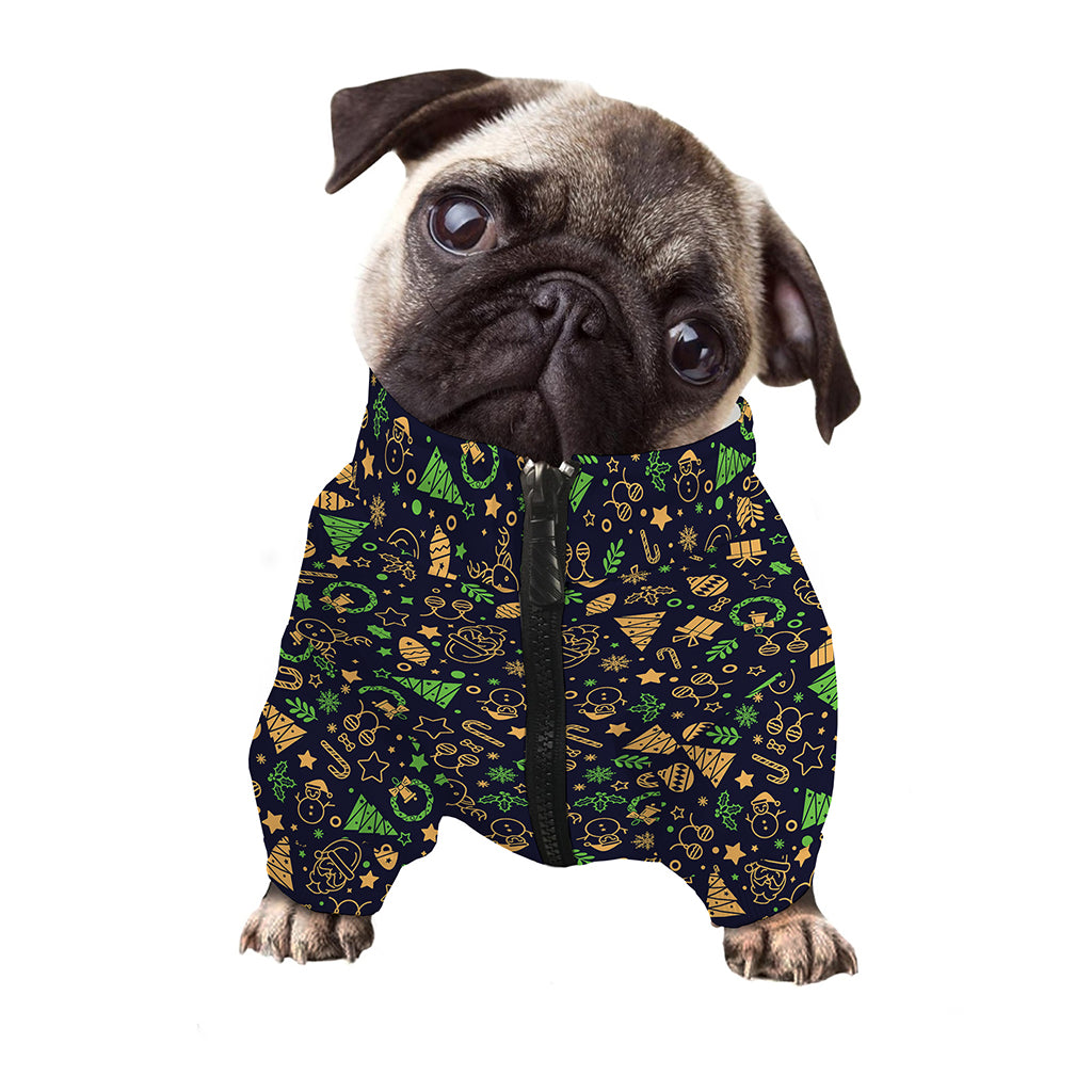 Christmas Party Elements Pattern Print Dog Zip Up Jacket