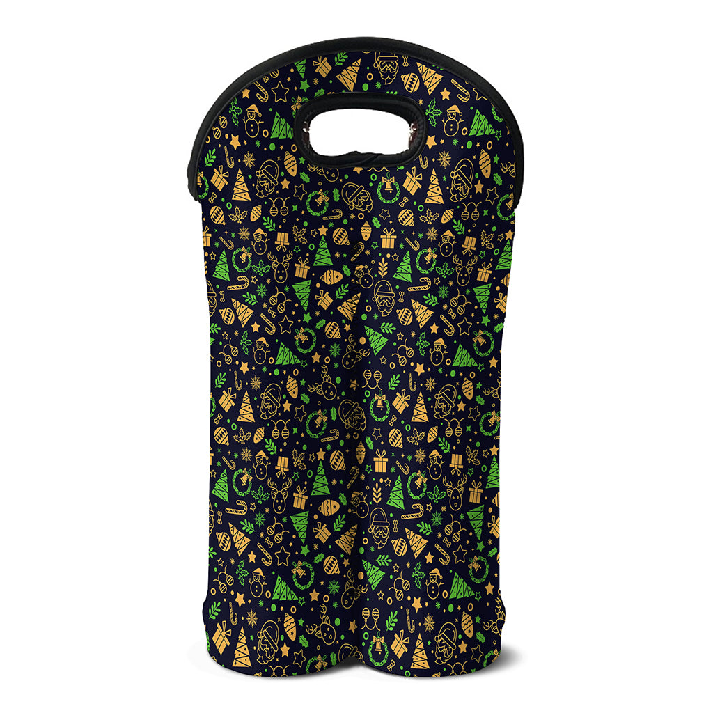 Christmas Party Elements Pattern Print Double Neoprene Wine Tote