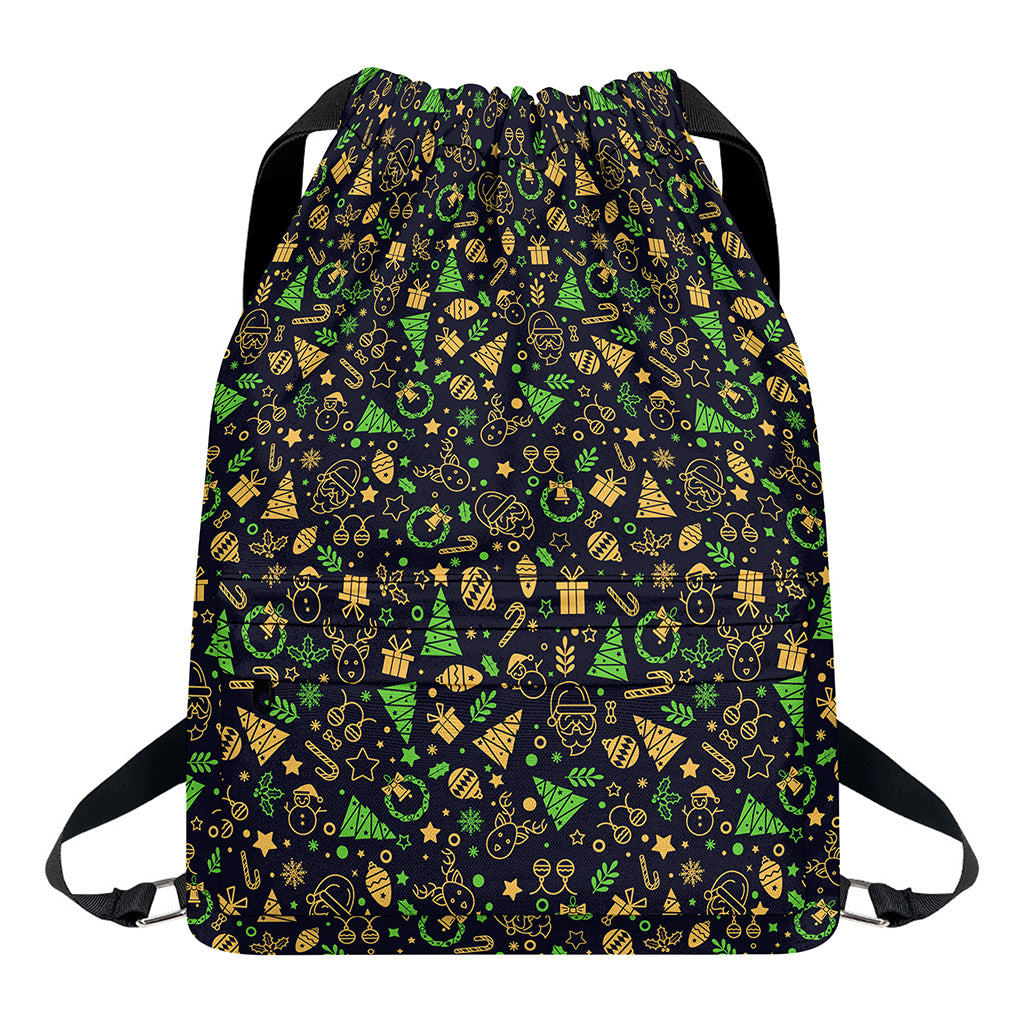Christmas Party Elements Pattern Print Drawstring Backpack