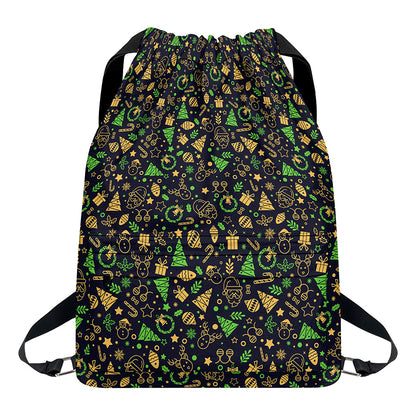 Christmas Party Elements Pattern Print Drawstring Backpack