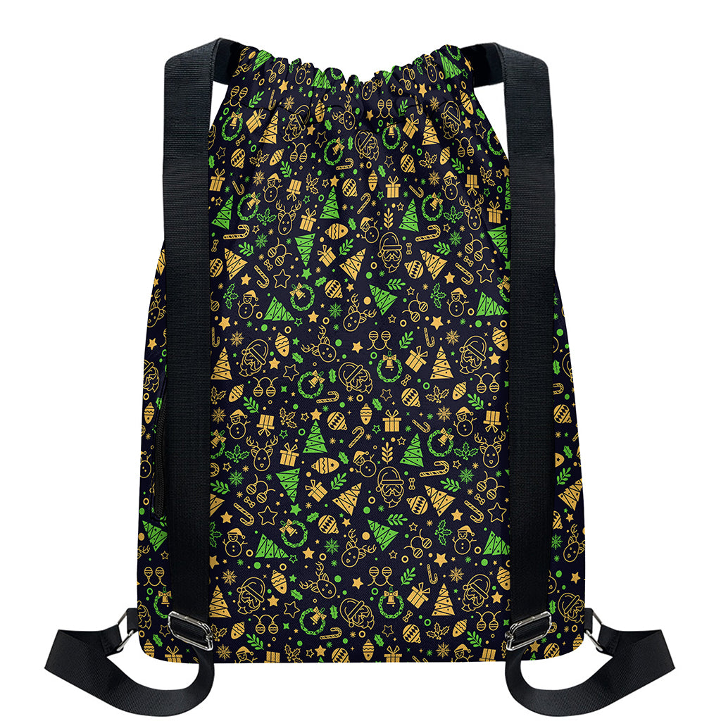 Christmas Party Elements Pattern Print Drawstring Backpack