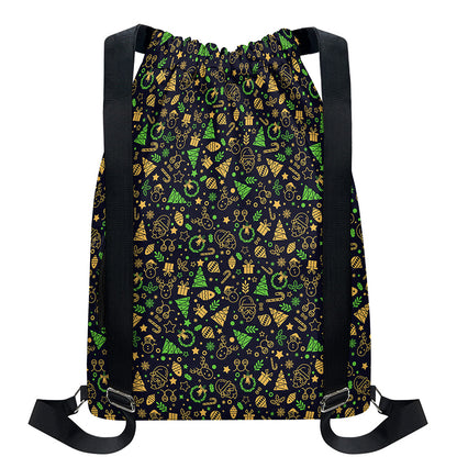 Christmas Party Elements Pattern Print Drawstring Backpack