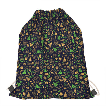 Christmas Party Elements Pattern Print Drawstring Bag