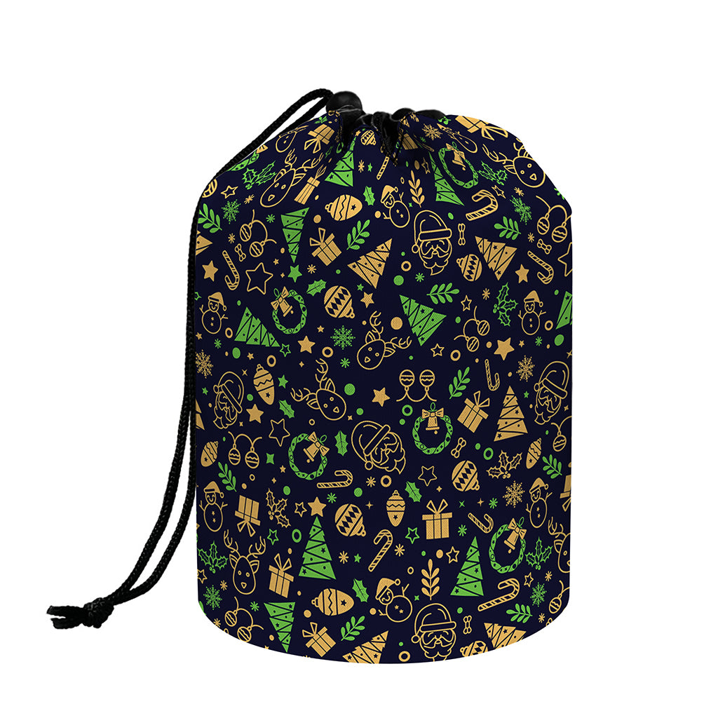 Christmas Party Elements Pattern Print Drawstring Makeup Bag