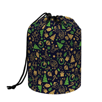 Christmas Party Elements Pattern Print Drawstring Makeup Bag