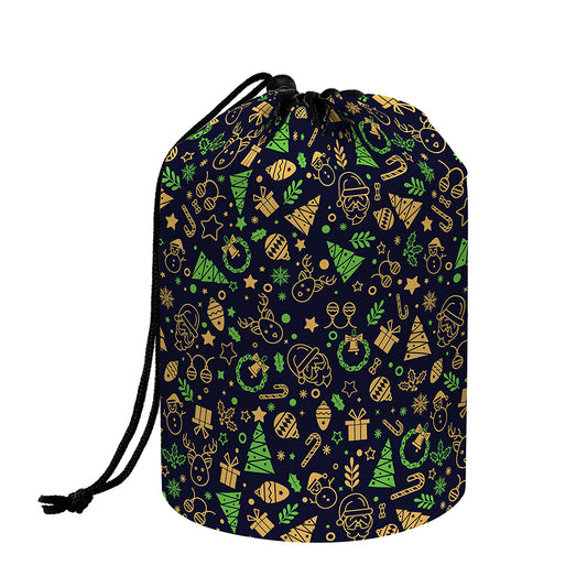 Christmas Party Elements Pattern Print Drawstring Makeup Bag