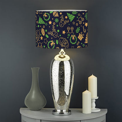 Christmas Party Elements Pattern Print Drum Lamp Shade