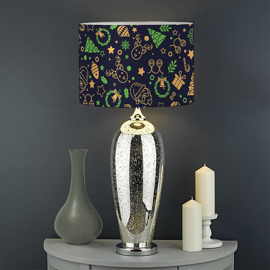 Christmas Party Elements Pattern Print Drum Lamp Shade