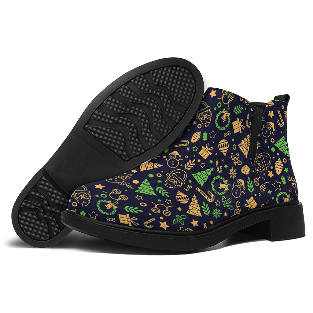 Christmas Party Elements Pattern Print Flat Ankle Boots
