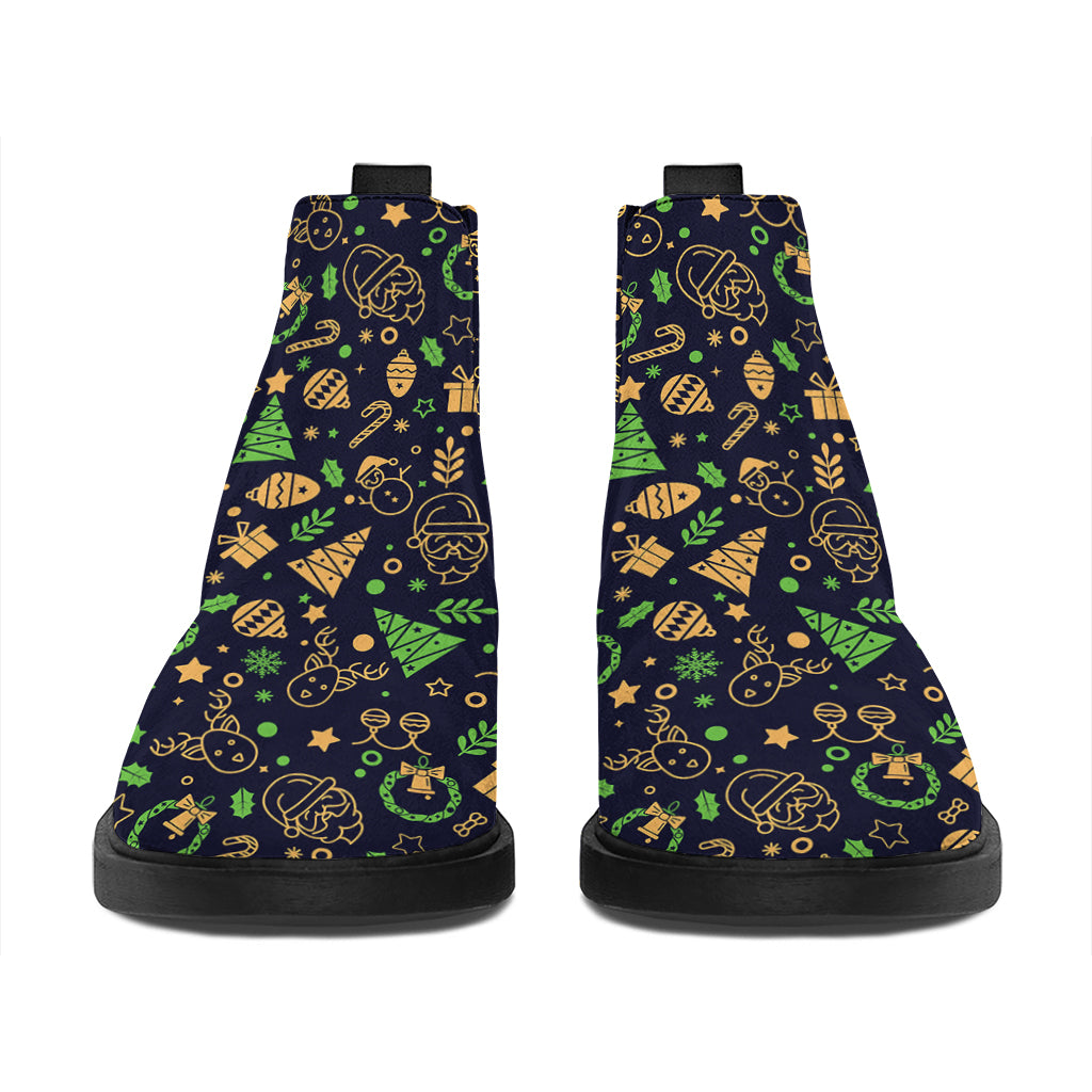Christmas Party Elements Pattern Print Flat Ankle Boots