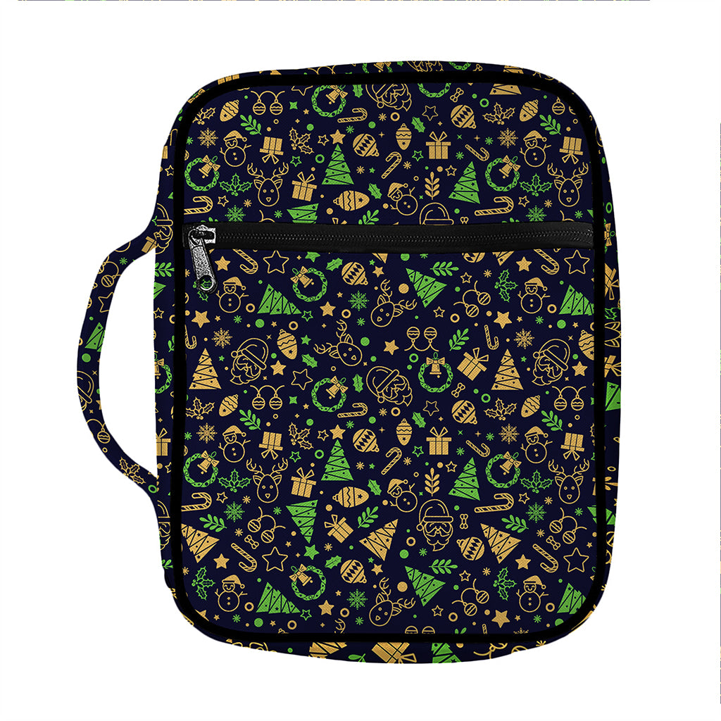 Christmas Party Elements Pattern Print Front Pocket Bible Bag