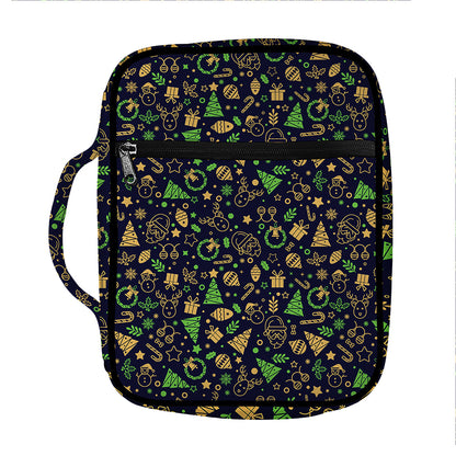 Christmas Party Elements Pattern Print Front Pocket Bible Bag