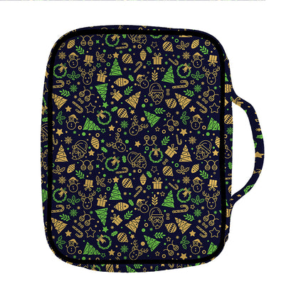 Christmas Party Elements Pattern Print Front Pocket Bible Bag
