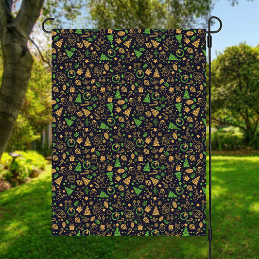 Christmas Party Elements Pattern Print Garden Flag