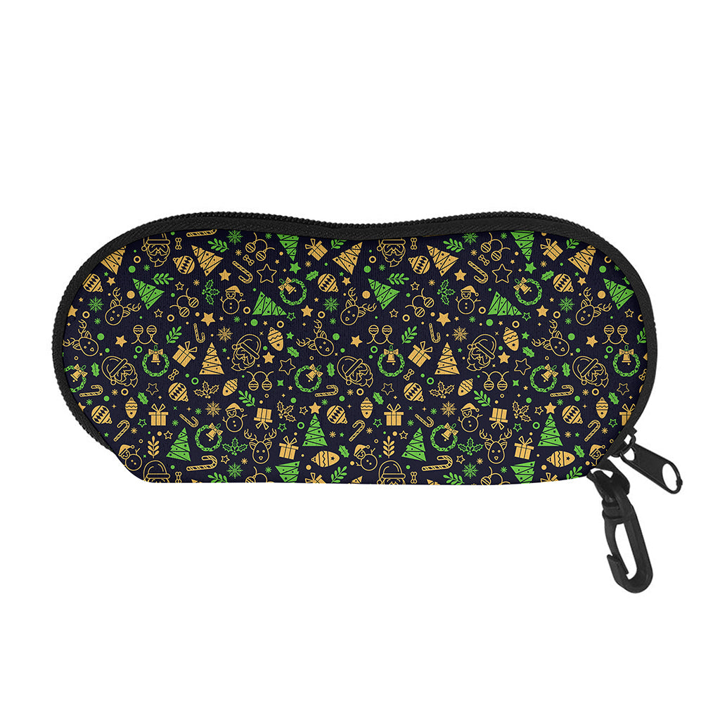 Christmas Party Elements Pattern Print Glasses Case