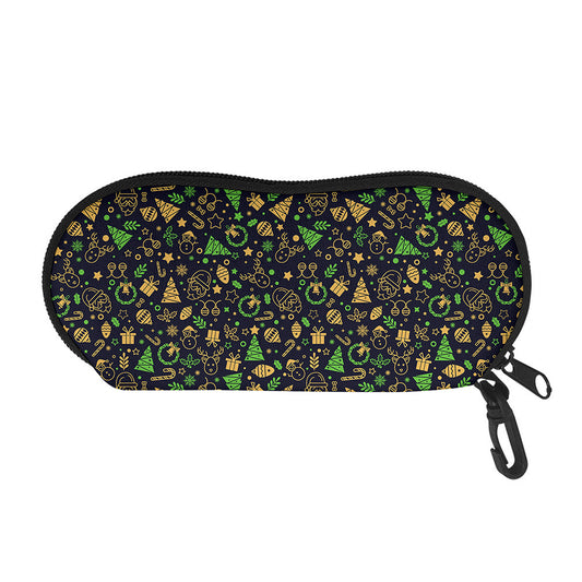 Christmas Party Elements Pattern Print Glasses Case