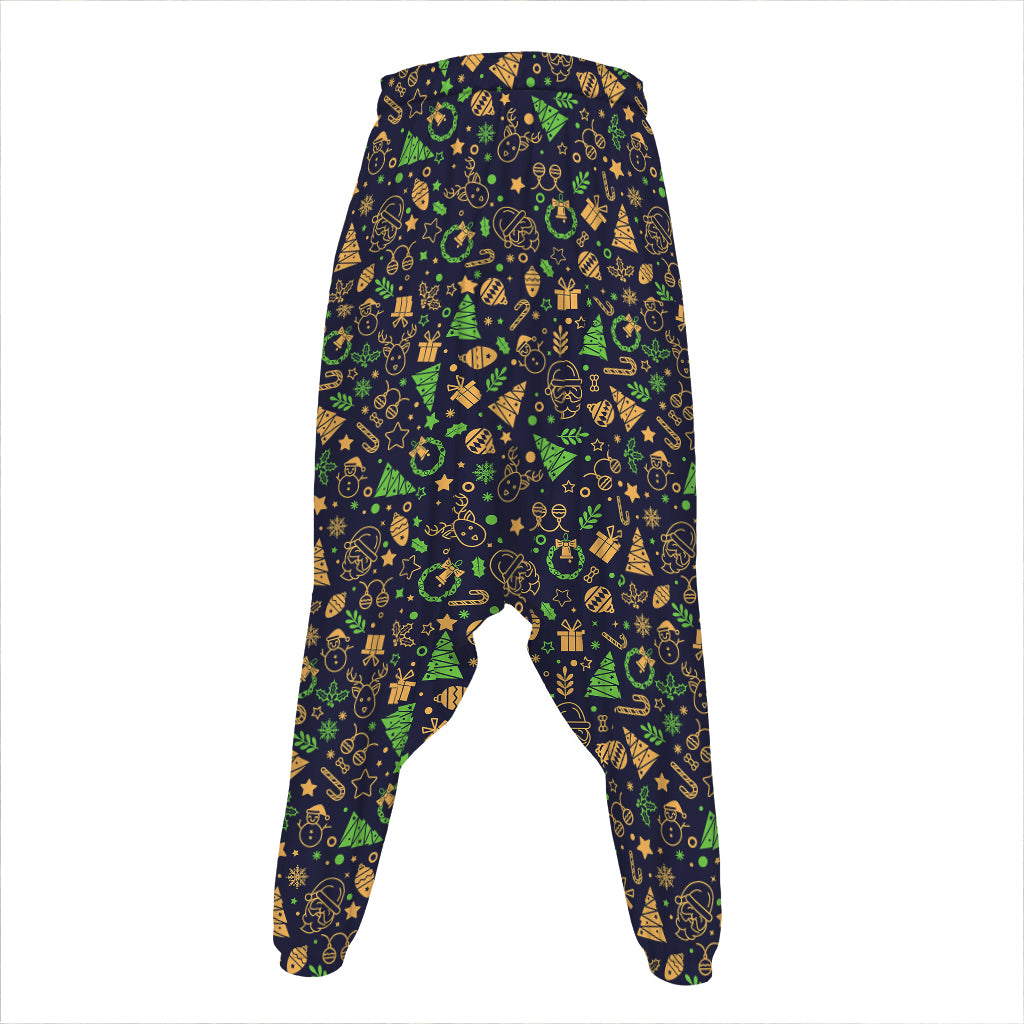 Christmas Party Elements Pattern Print Hammer Pants