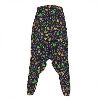 Christmas Party Elements Pattern Print Hammer Pants