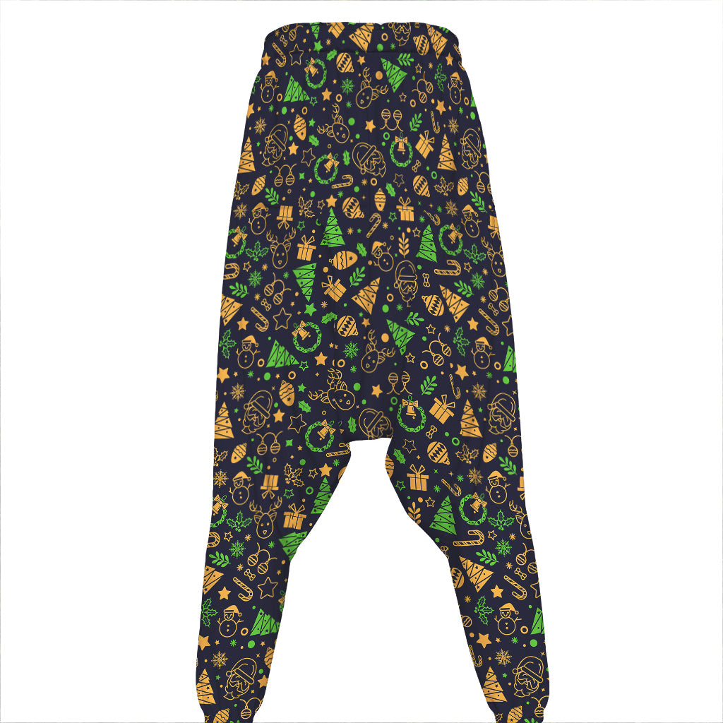 Christmas Party Elements Pattern Print Hammer Pants