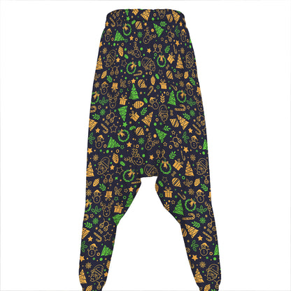 Christmas Party Elements Pattern Print Hammer Pants