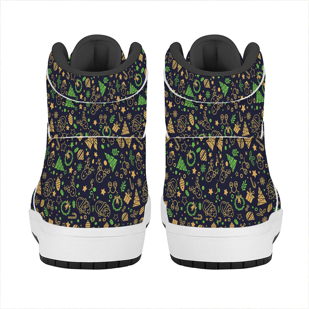 Christmas Party Elements Pattern Print High Top Leather Sneakers