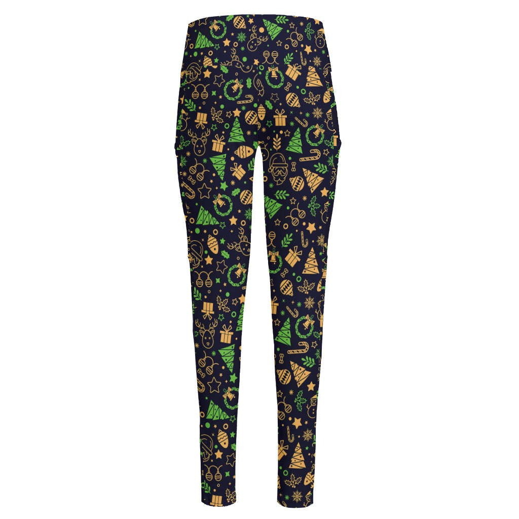 Christmas Party Elements Pattern Print High-Waisted Pocket Leggings