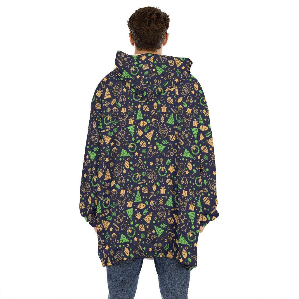 Christmas Party Elements Pattern Print Hoodie Blanket