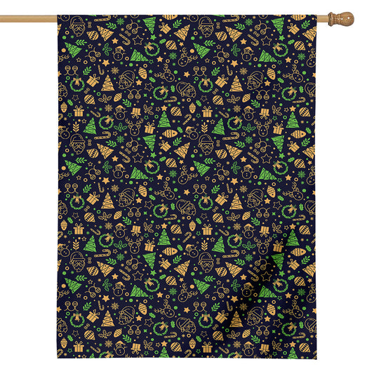 Christmas Party Elements Pattern Print House Flag