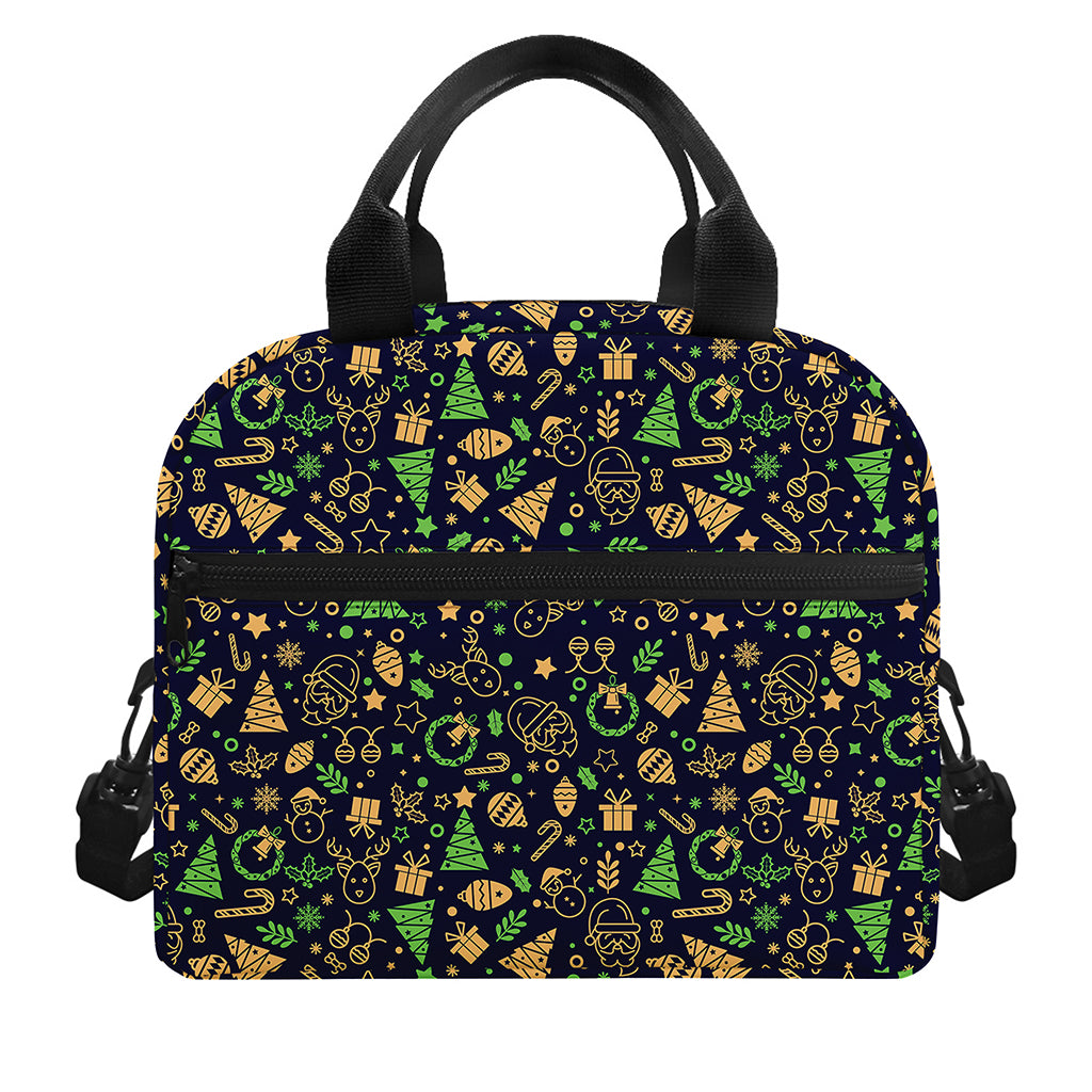 Christmas Party Elements Pattern Print Insulated Lunch Bag