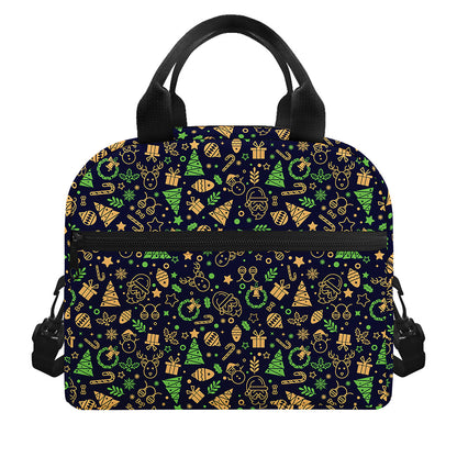 Christmas Party Elements Pattern Print Insulated Lunch Bag