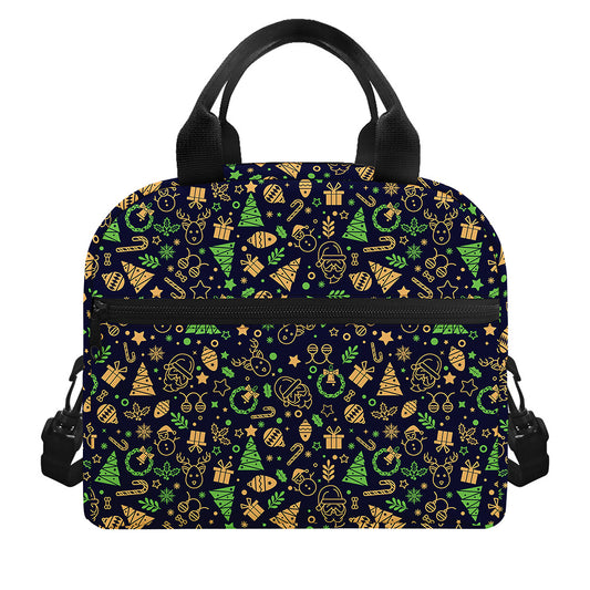 Christmas Party Elements Pattern Print Insulated Lunch Bag