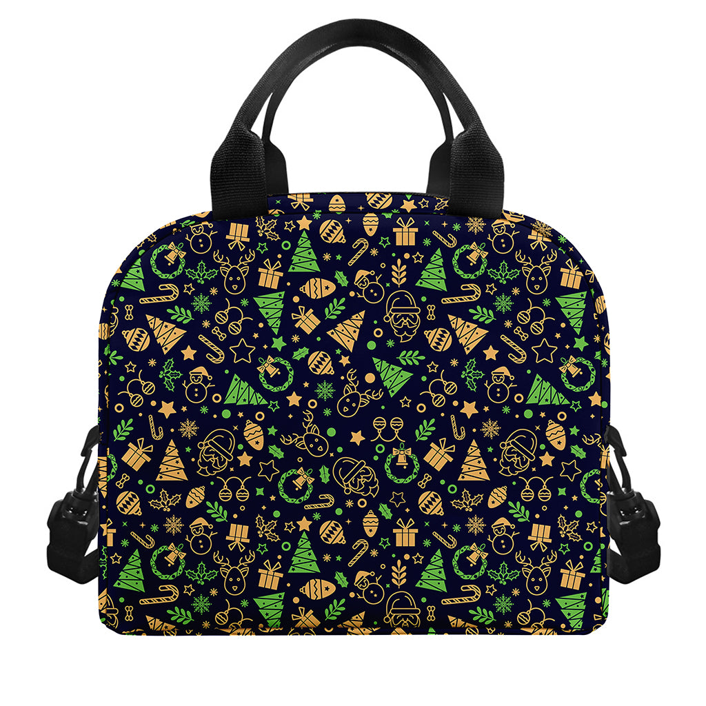 Christmas Party Elements Pattern Print Insulated Lunch Bag