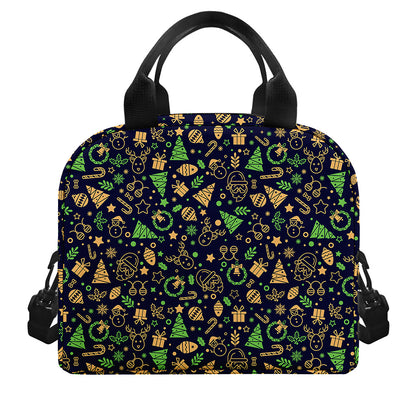 Christmas Party Elements Pattern Print Insulated Lunch Bag