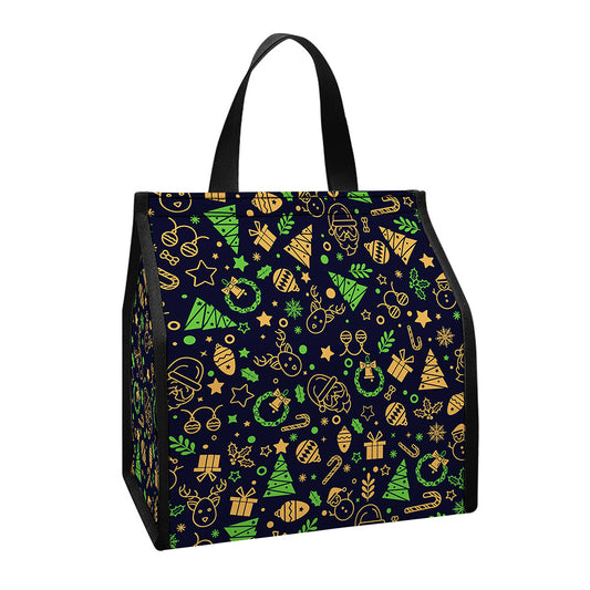 Christmas Party Elements Pattern Print Insulated Lunch Tote
