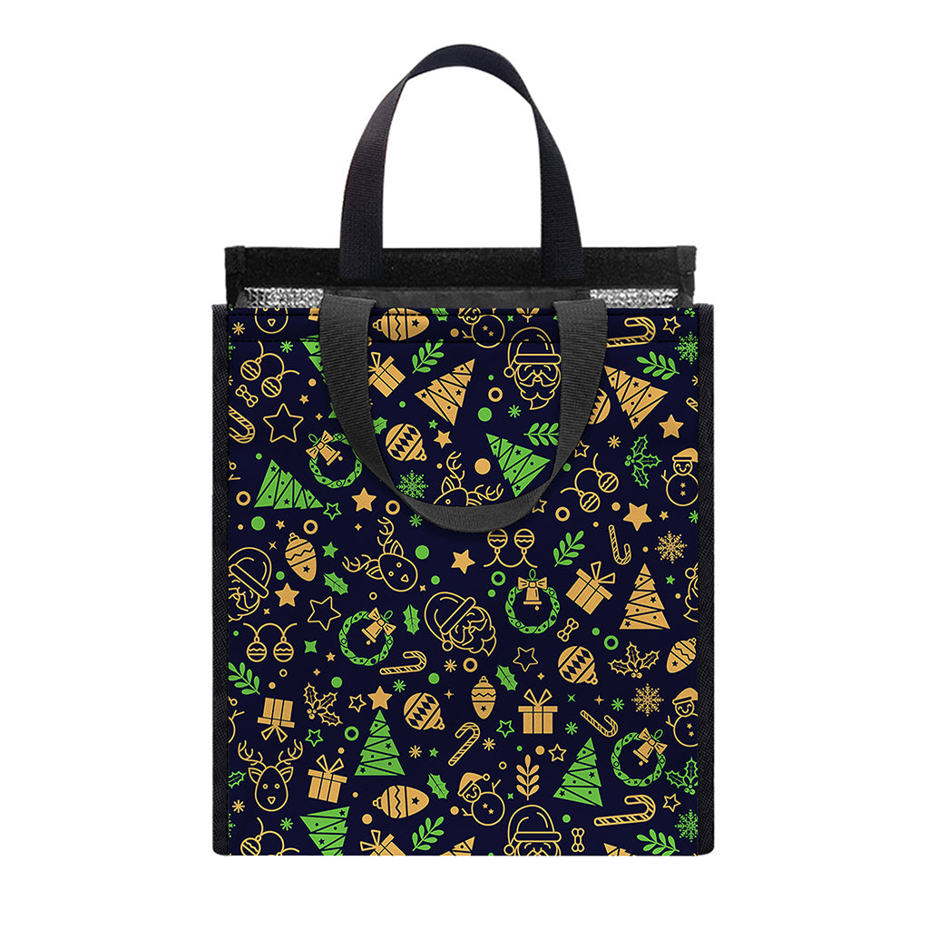 Christmas Party Elements Pattern Print Insulated Lunch Tote