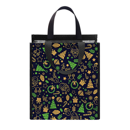 Christmas Party Elements Pattern Print Insulated Lunch Tote