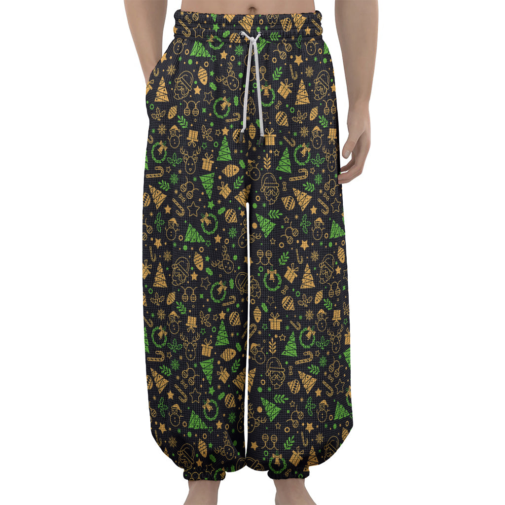 Christmas Party Elements Pattern Print Lantern Pants