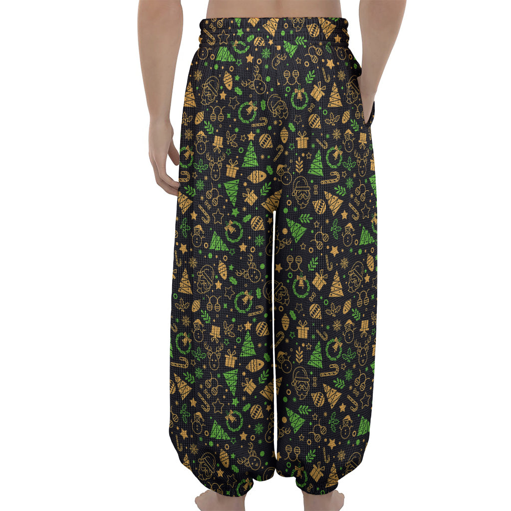 Christmas Party Elements Pattern Print Lantern Pants