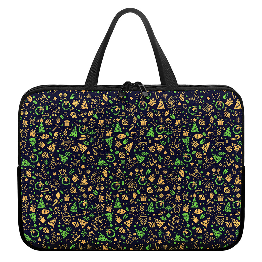 Christmas Party Elements Pattern Print Laptop Sleeve With Handle
